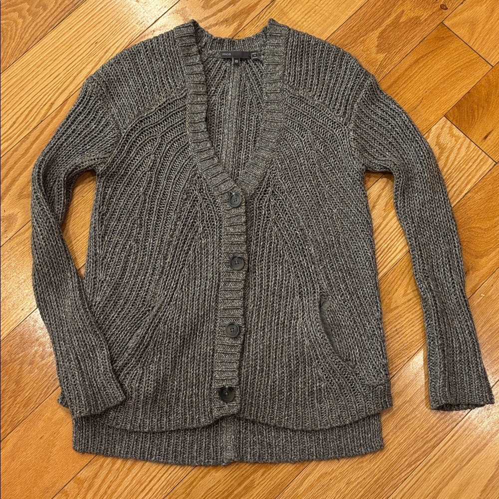 Vince Heather Charcoal grey cardigan Knit Sweater XS